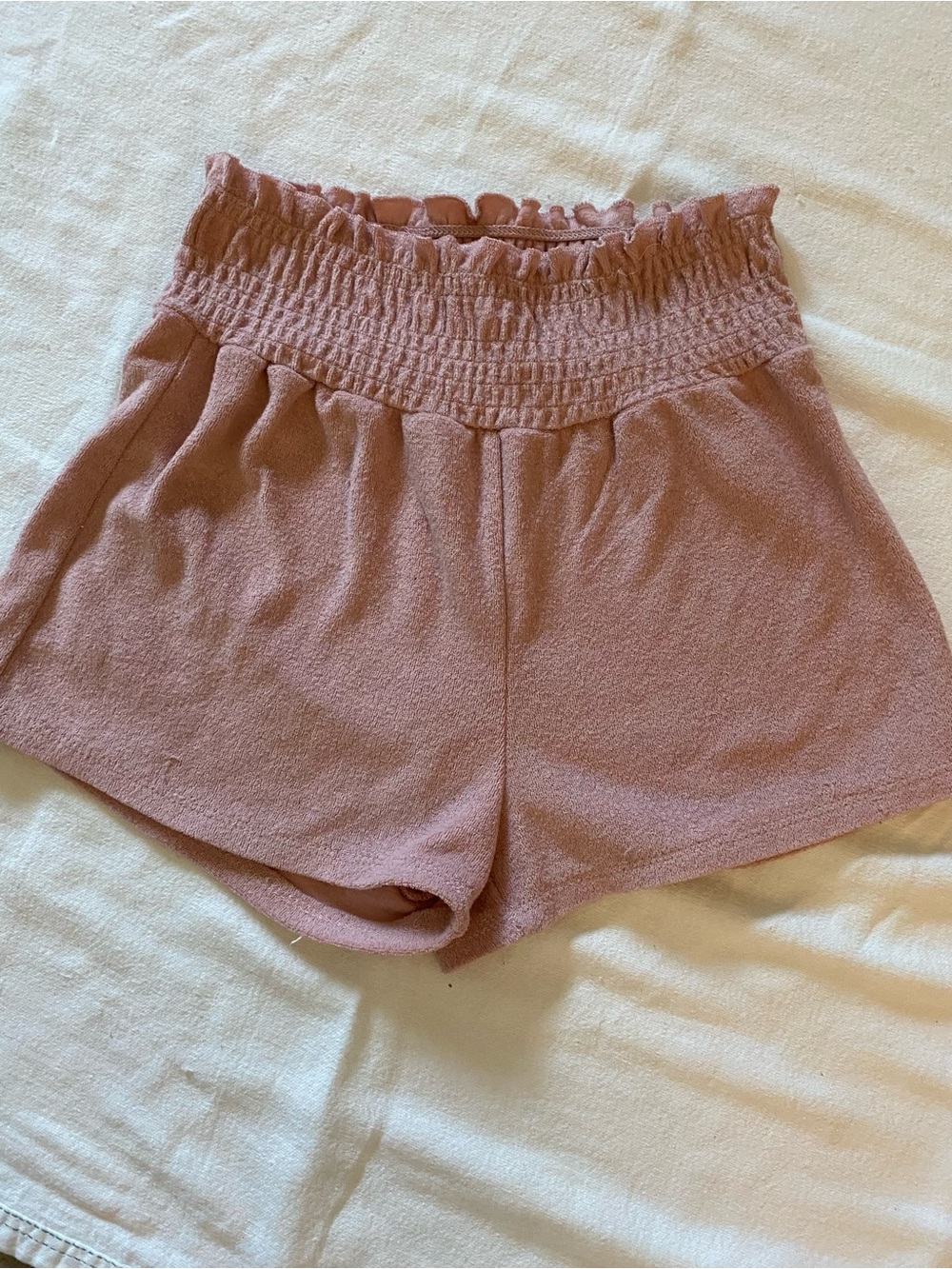 Bozzolo Mauve Pink High Waist Smocked Shorts